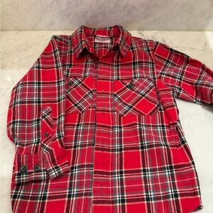 ❤️ Red and Black Plaid Boys Size 100 (4 yrs.) 100% cotton ski flannel